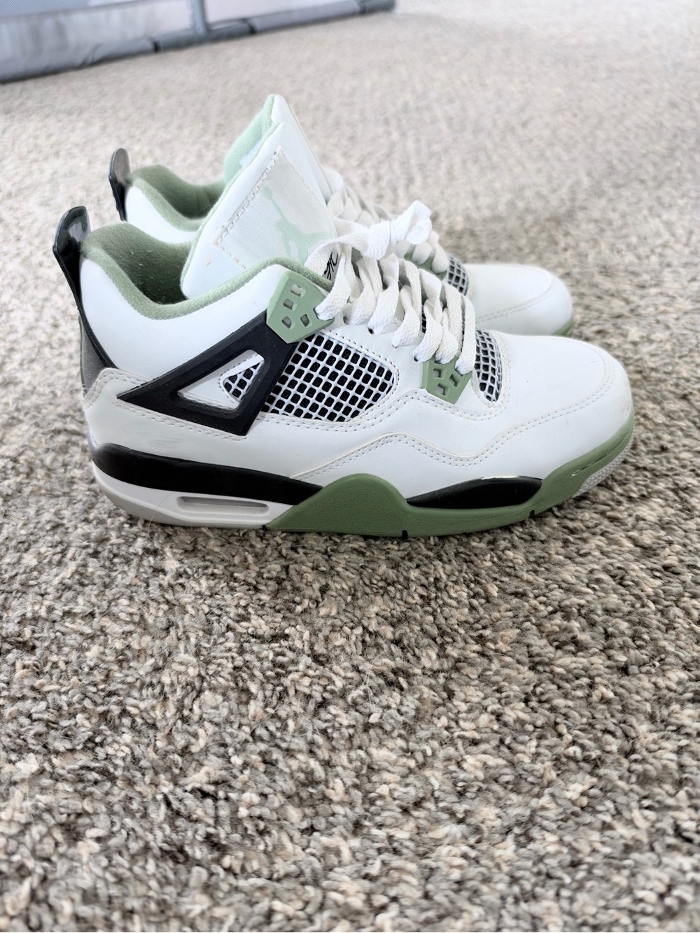 Nike White and Sage Green High-Top Sneakers